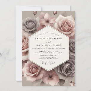 Staubige Rosen-Stille Blüten-Hochzeit Einladung
