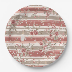 Staubige Rosen-Vintage-Blumen Baby Mädchen  Pappteller