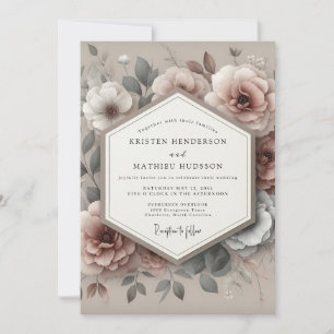 Staubige Rosen Vintage Blumenhochzeit Einladung
