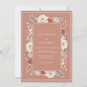 Staubige Rosen-Wasserfarben-Hochzeit Einladung