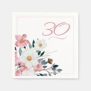 Staubige Rosenblüten 30. Geburtstag Serviette
