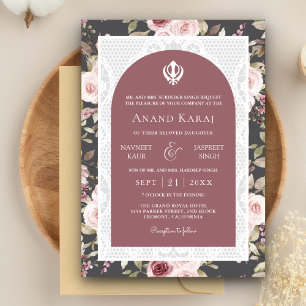 Staubige Rosenblüten Anand Karaj Punjabi Sikh-Hoch Einladung