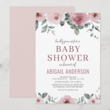 Staubige Rosenblüten-Aquarell-Baby-Shower in Rosa