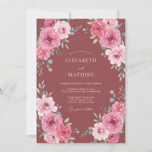 Staubige Rosenblüten Botanische Hochzeit Einladung