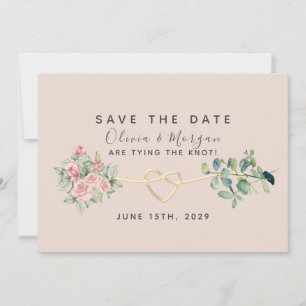 Staubige Rosenblüten-Eukalyptus-Hochzeit Save The Date