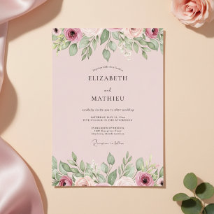 Staubige Rosenblüten-Hochzeit Einladung