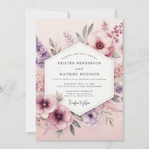 Staubige Rosenblüten-Hochzeit Einladung