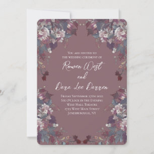 Staubige Rosenblüten-Hochzeit Herbst Botanisch Einladung