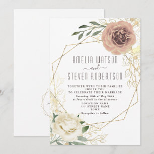 Staubige Rosenblüten-Hochzeitseinladung Einladung