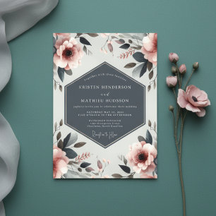 Staubige Rosenblüten-Kunst für Hochzeiten Einladung