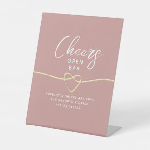 Staubige Rosenherz Open Bar Hochzeit Sockelschild