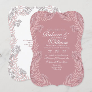 Staubige Rosenrote Hochzeit Vintage Botanisch Einladung