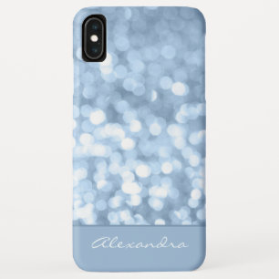 Staubiger blauer Bokeh Glitzer-funkelnd Monogramm Case-Mate iPhone Hülle
