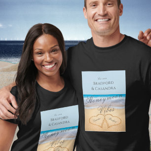 staubiger Blue Beach mit 2 Herz im Sand T-Shirt