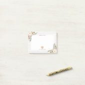 Staubiger grauer hölzerner rosa Apple-mit Post-it Klebezettel (Auf Schreibtisch)