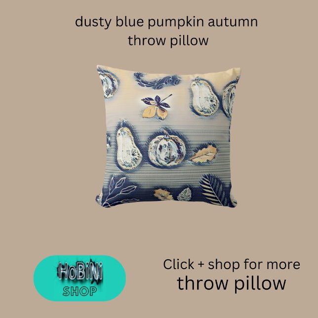 staubiger Kürbis Kissen (dusty blue pumpkin autumn throw pillow)