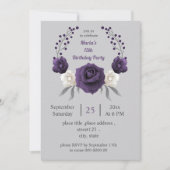 staubiger lila-weißer Blumenkranz zum Geburtstag Einladung (Vorderseite)