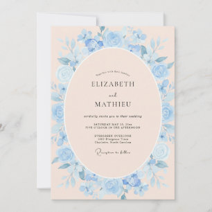 Staubiger Pfirsich-Veronien-Kranz-Hochzeit Einladung