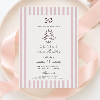 staubiger rosa Bow, gestrichen pink | brauner Gebu Einladung