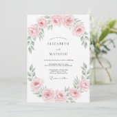 Staubiger-rosa-Kranz-Hochzeit Einladung (Stehend Vorderseite)