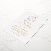 staubiger rosa Kranz | Taufe und 1. Geburtstag Folieneinladung (Gedreht)