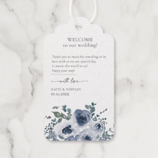 Staubiges Blau Floral Geschenkanhänger