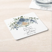 Staubiges Blau und champagnerfarbene Blumen - Brau Rechteckiger Pappuntersetzer (angewinkelt)