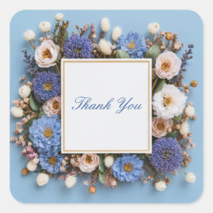 Staubiges Blaupurpur Getrocknete Blumen Rustikaler Quadratischer Aufkleber