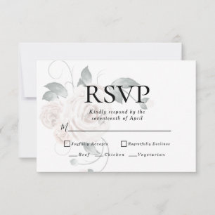 Staubiges Blush-Blumen-RSVP   Menüauswahl RSVP Karte
