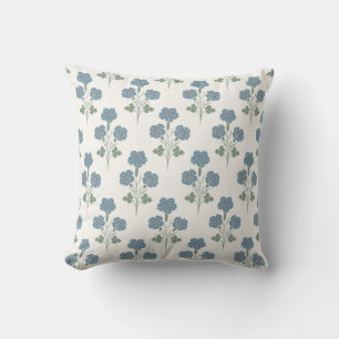 Staubiges Denim & Pfirsich Wiesen Blumenmuster Kissen