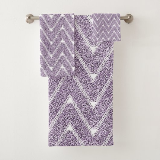 Staubiges Flieder Chevron-Muster Badhandtuch Set (Insitu)