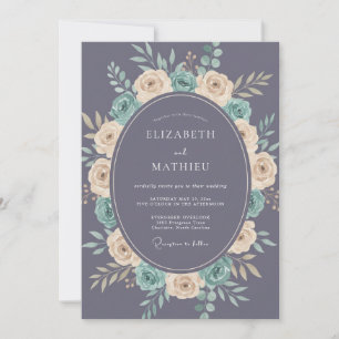 Staubiges Lila Elegante Romantische Hochzeit Einladung