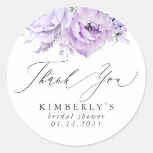Staubiges lila florales botanisches Danke Runder Aufkleber