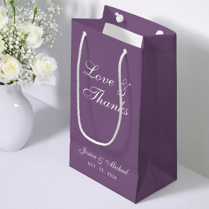 Staubiges Lila Hochzeitsskript Liebe und Dank einf Kleine Geschenktüte