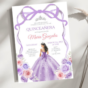 Staubiges Lila Rosa Schleife Prinzessin Silber Qui Einladung