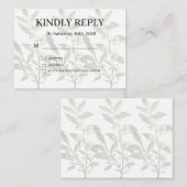 Staubiges Lila Silber Grau Florales Rustikales RSV Begleitkarte (Vorne/Hinten)