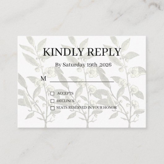 Staubiges Lila Silber Grau Florales Rustikales RSV Begleitkarte (Vorderseite)