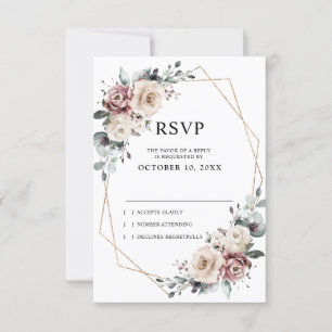 Staubiges Mauve-Eukalyptus-Geometrie-Hochzeit RSVP Karte
