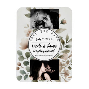 Staubiges Olive & Rosa Aquarell Blumen Save the Da Magnet