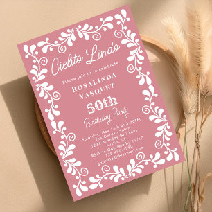 Staubiges Rosa Cielito Lindo Mexikanischer 50. Geb Einladung