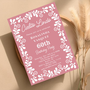 Staubiges Rosa Cielito Lindo Mexikanischer 60. Geb Einladung
