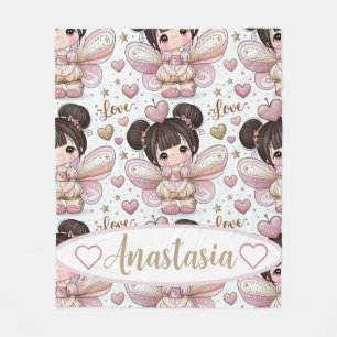 Staubiges Rosa Gold Kawaii Feen Mädchen Personalis Fleecedecke