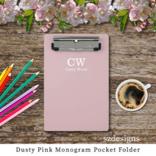 Staubiges Rosa Individuelle Initialen Klemmbrett