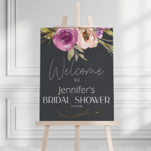 Staubiges Rosa Lila Blumen Elegante Brautparty Poster