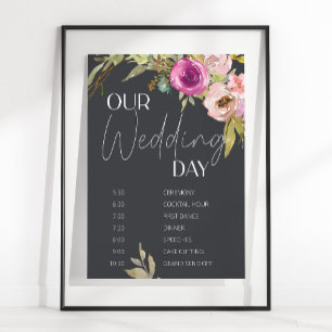 Staubiges Rosa Lila Blumiges Hochzeitsprogramm Poster