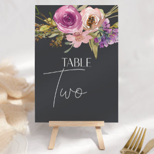 Staubiges Rosa Lila Blumiges Hochzeitstisch Nummer Tischnummer