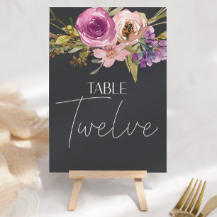 Staubiges Rosa Lila Blumiges Hochzeitstisch Nummer Tischnummer