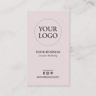 Staubiges Rosa Minimales Logo Business Social Medi Visitenkarte