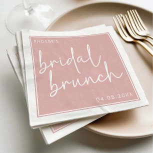 Staubiges Rosa minimalistisches Skript Bridal Brun Serviette