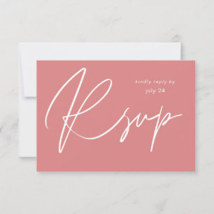 Staubiges Rosa MOD-Kalligrafie mit Essens-RSVP-Kar RSVP Karte